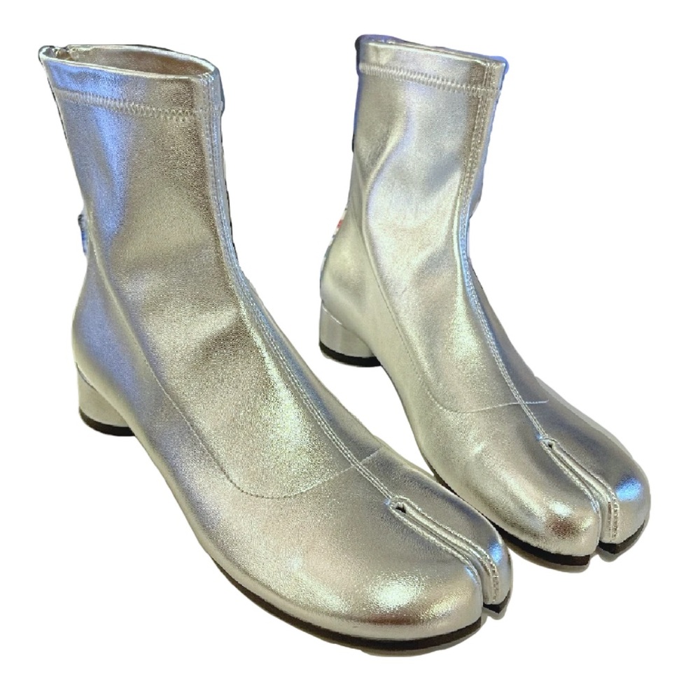 Cuctos Split Toe Ankle Boots, Women Silver Tabi Boots Japanese Ninja, Size 10 M